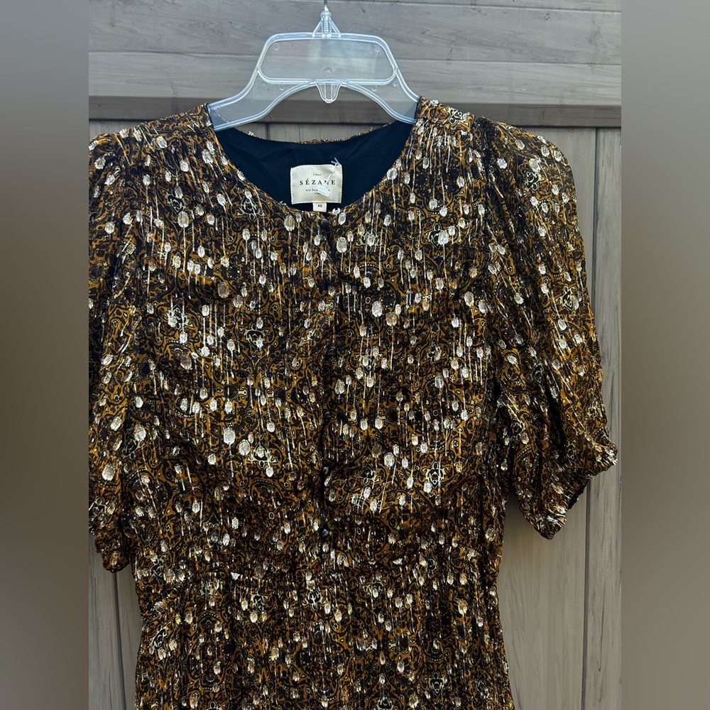 Sezane Metallic Gold and Black Maxi Dress - Picture 8 of 10